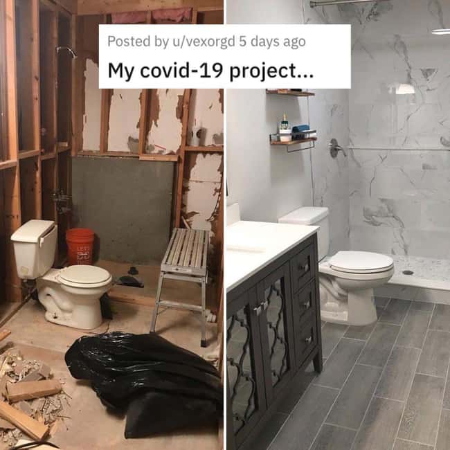 Bathroom Makeover is listed (or ranked) 8 on the list 38 Viral Pictures That Made Gave Us Much Needed Positivity This Past Week