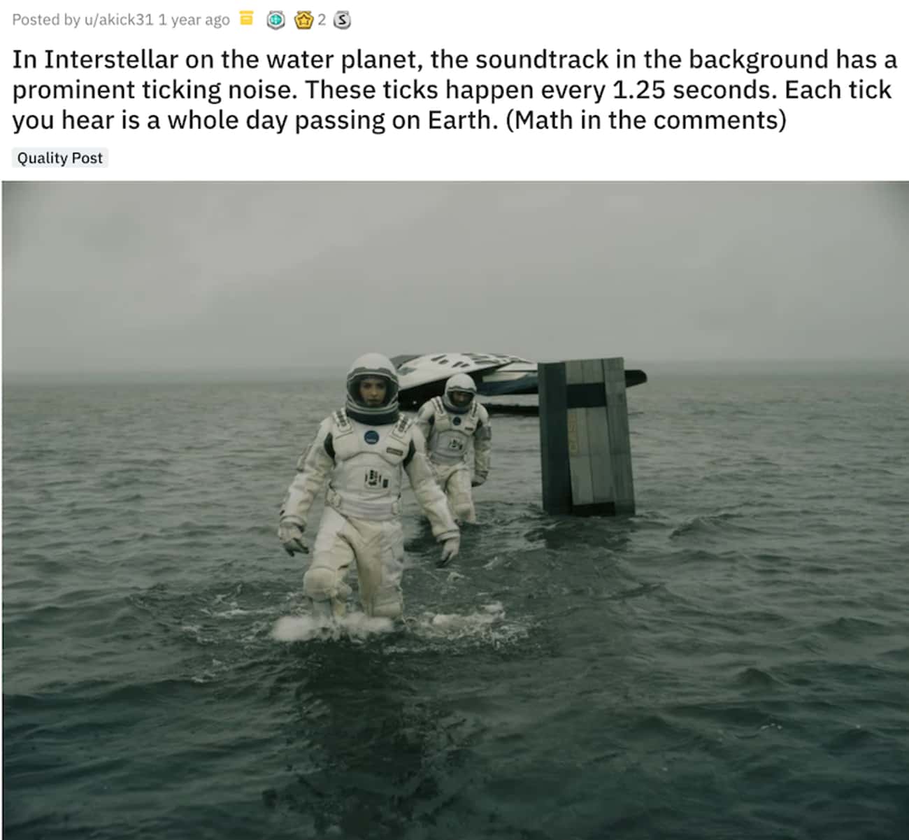 On The Water Planet In Interstellar, Each Tick Equals One Year Passing