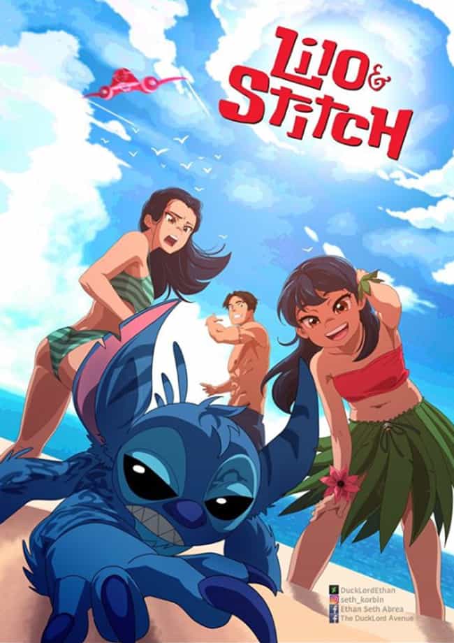 Lilo & Stitch #3 is listed (or ranked) 3 on the list This Artist Creates Anime Versions of Disney Characters