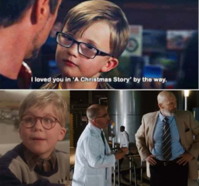 Ralphie from "A Christmas Story" did a cameo in Iron Man.