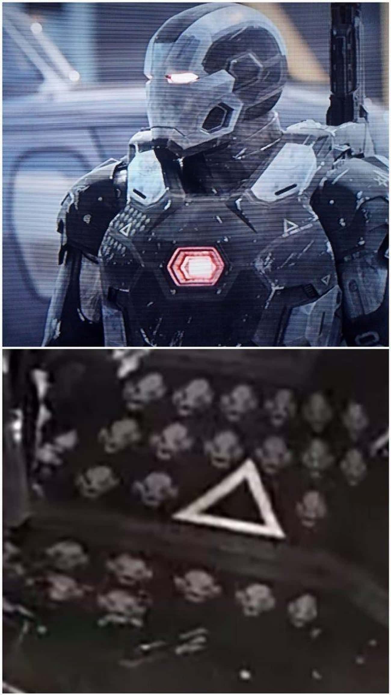 The Icons On War Machine Represent The Number Of Ultron Bots He Took Down