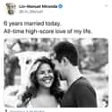 Celebrating Their 6-Year Anniversary on Random Lin-Manuel Miranda Tweets That Prove He Is His Wife's Biggest Fan