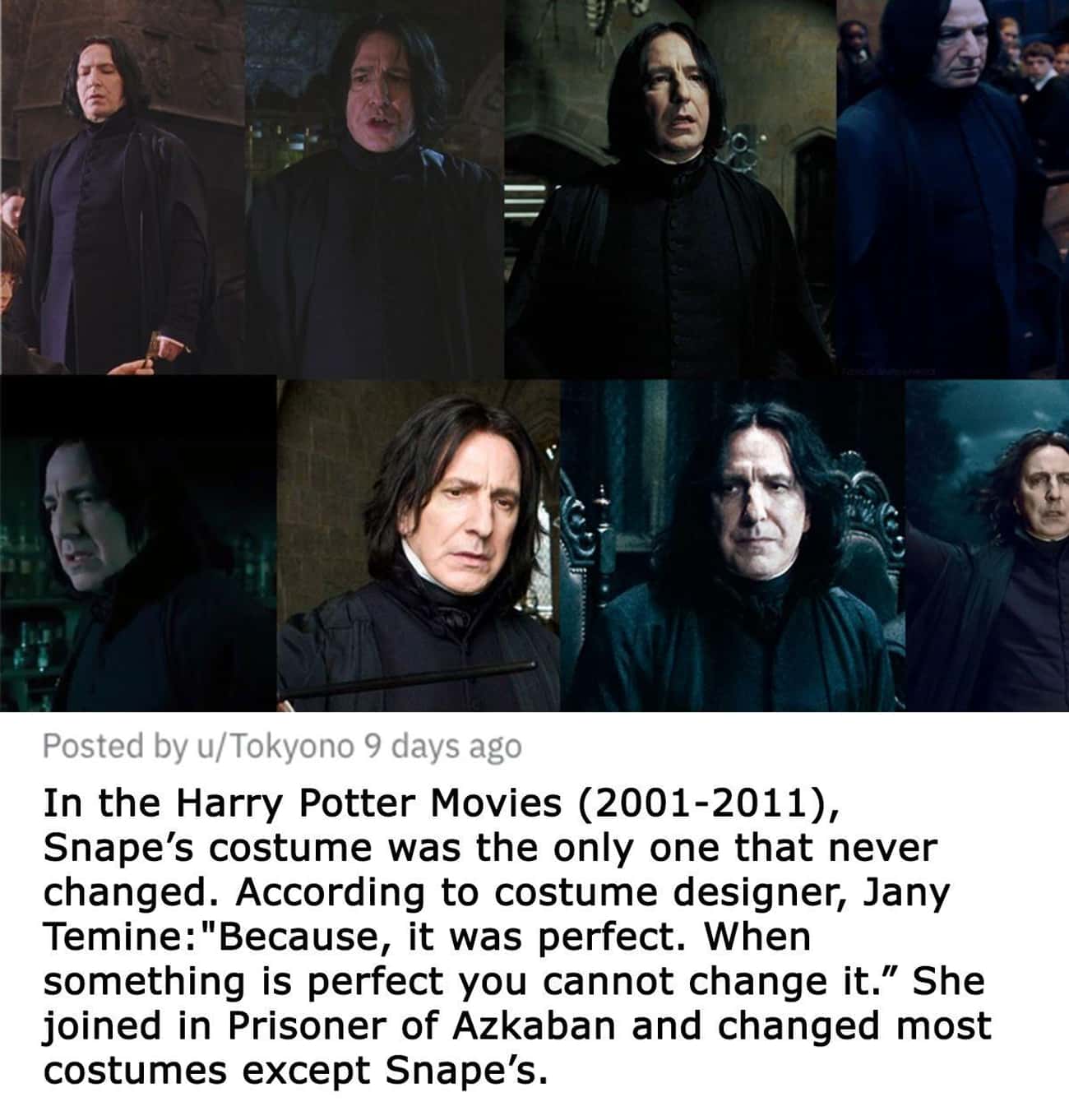 Snape's Costumes Didn't Change