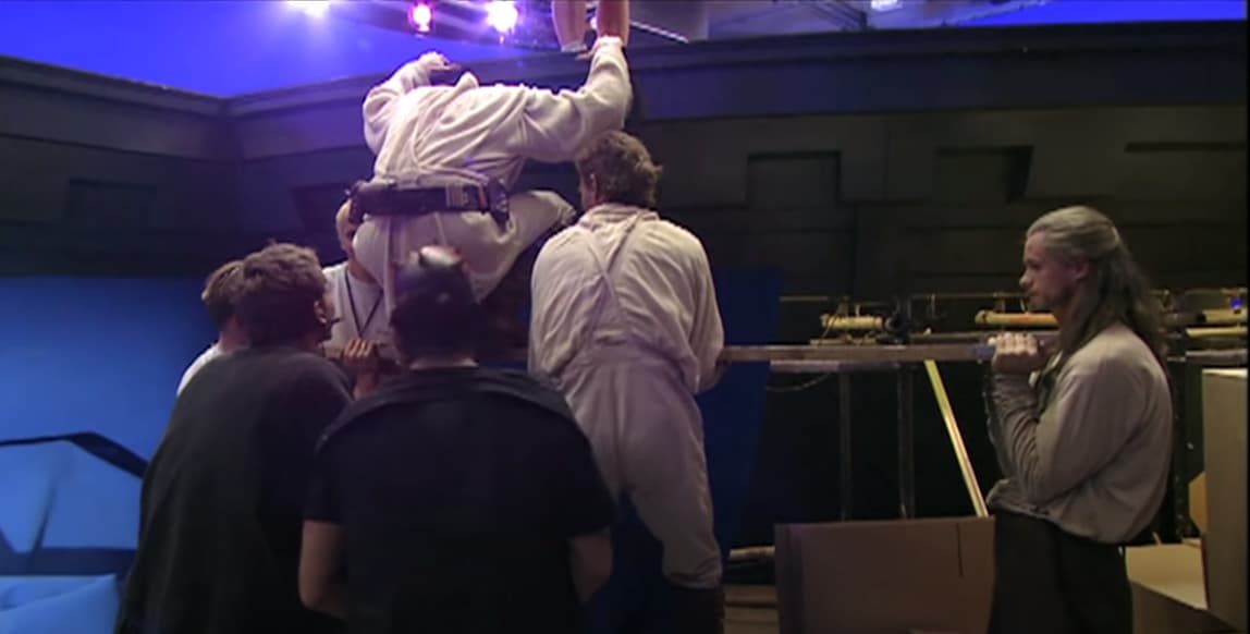 Obi-Wan's Force Leap Was The Result Of Four Men Throwing Him Off Of A Plank Of Wood