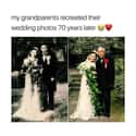 Couple Re-Creates Their Wedding Photos 70 Years Later on Random Warm Pictures Of Elderly Couples