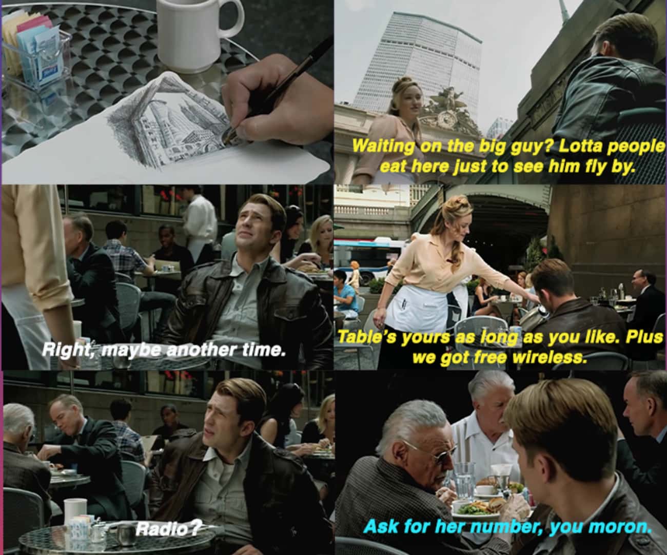 Steve Spends More Time With The Waitress Outside Stark Tower Plus An Extra Cameo From Stan Lee (The Avengers)