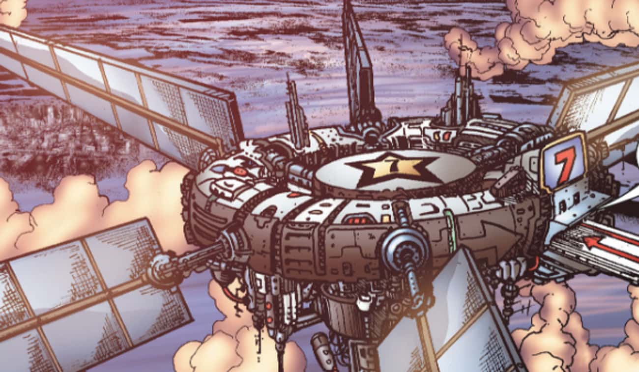 The Seven Fly Around In A Sky Base In The Comics