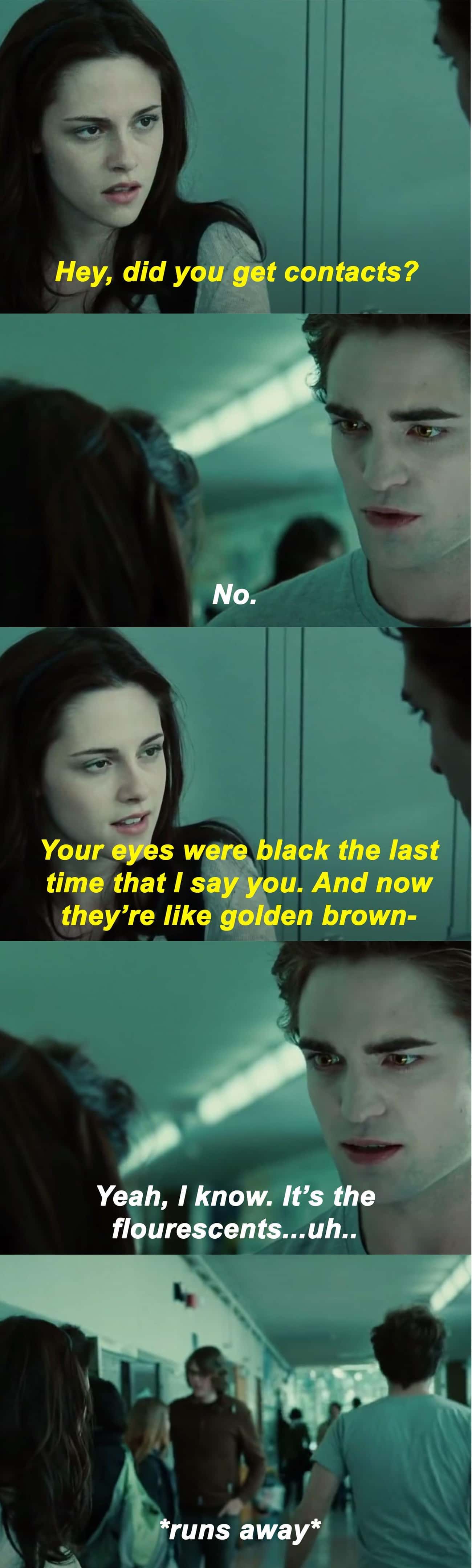 He Runs Away When Bella Asks Him About His Eyes