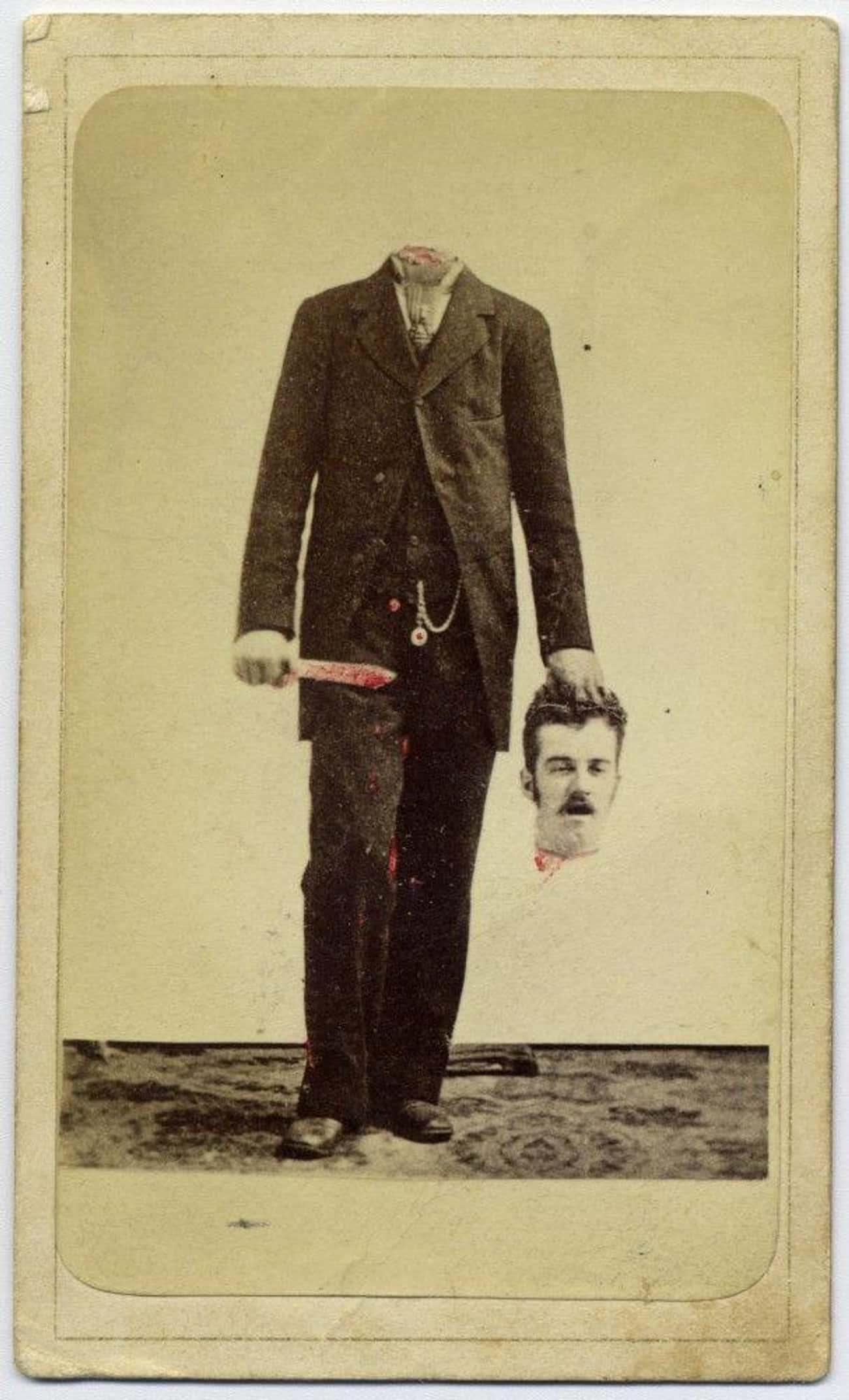 Decapitated Man With A Bloody Knife - 1875