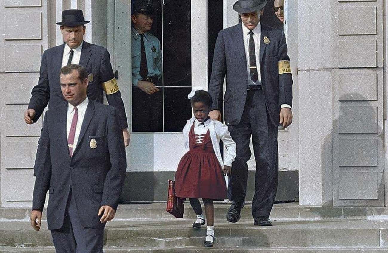 US Marshals Escort Ruby Bridges To School During Desegregation In New Orleans, 1960