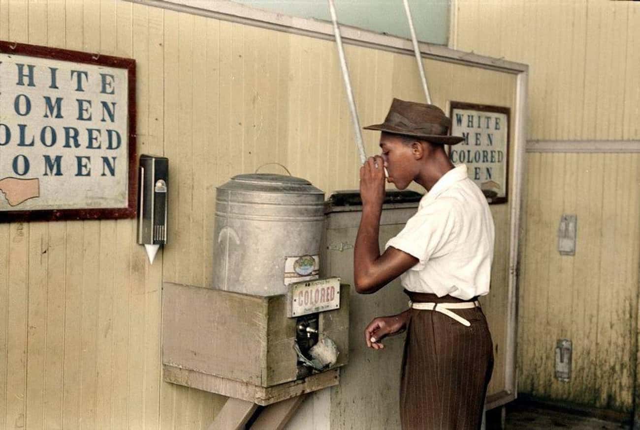 Getting A Drink Of Water At A Streetcar Terminal In Oklahoma City, C. 1950