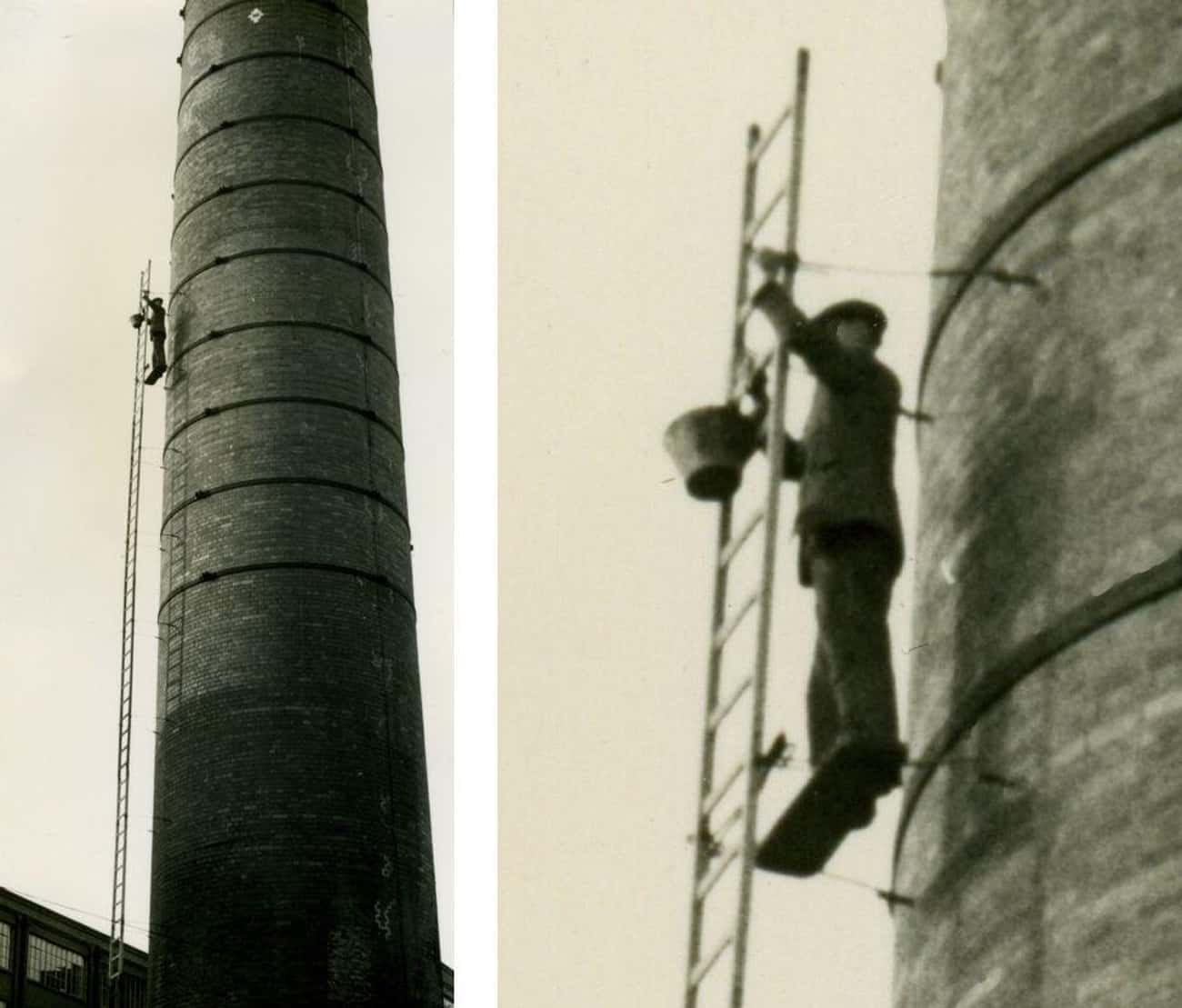 An English Steeplejack Working Without Any Apparent Safety Harness (c. 1960)