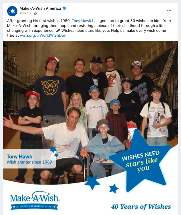Since 1989, Tony Has Granted 50 Wishes For The Make-A-Wish Foundation