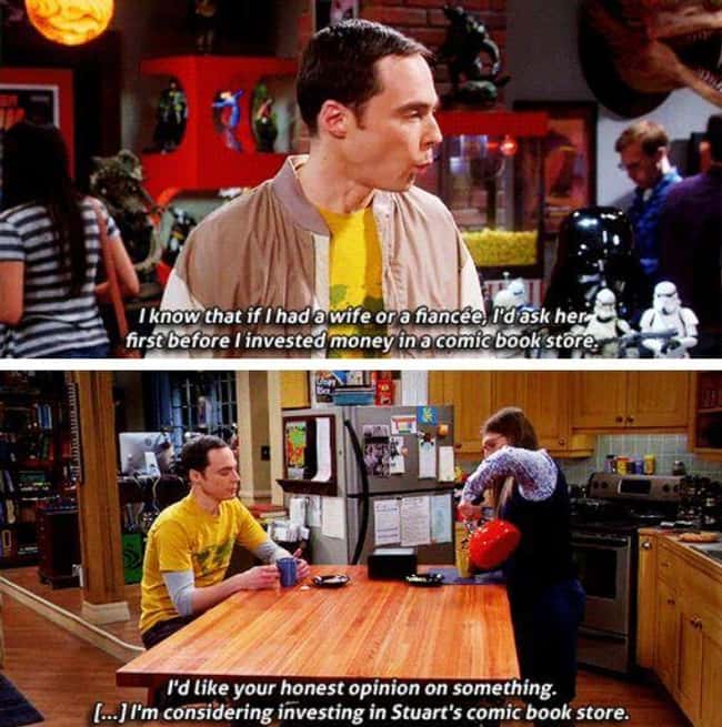 Sheldon taking important life advices from Amy