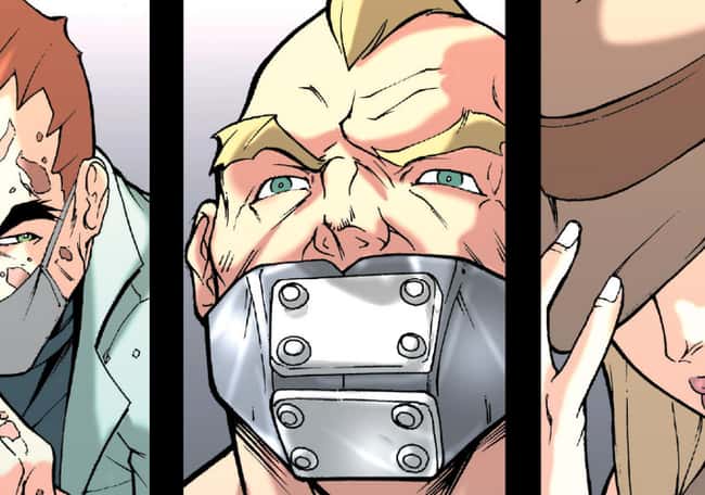 5. Block appeared in one issue of Marvel Comics. By the end of the issue, he's dead. There's no way a metal mouth guard could possibly be comfortable. He must have a difficult time breathing.