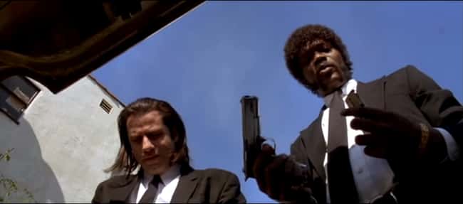 4. While Jules' routine for gun preparation in Pulp Fiction (1994) includes putting on the safety. Vincent's does not. Vincent accidentally (and hilariously) discharges his weapon later in the film due to his lack of preparation.