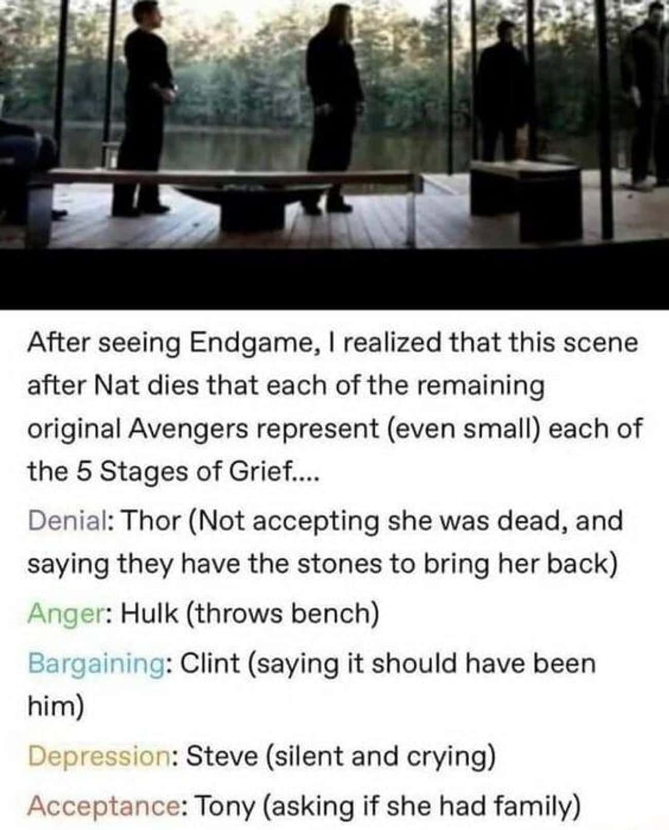 The Avengers Represented The Stages Of Grief After Natasha's Demise