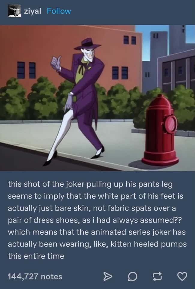 Joker wearing Kitten heeled pumps