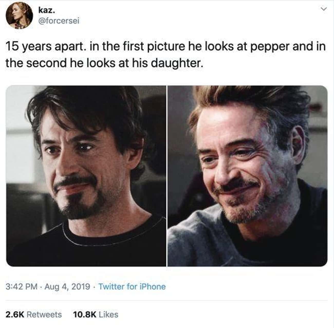 Tony's love for Pepper and his daughter was so pure