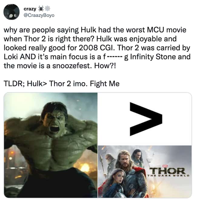 Hulk is better than Thor 2