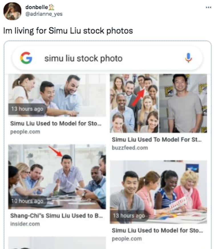 GA AO QUADRADO on X: E o ator Simu Liu, que interpreta #ShangChi  trabalhava como modelo para banco de imagens e um usuário do Twitter  conseguiu encontrar todas as fotos em que