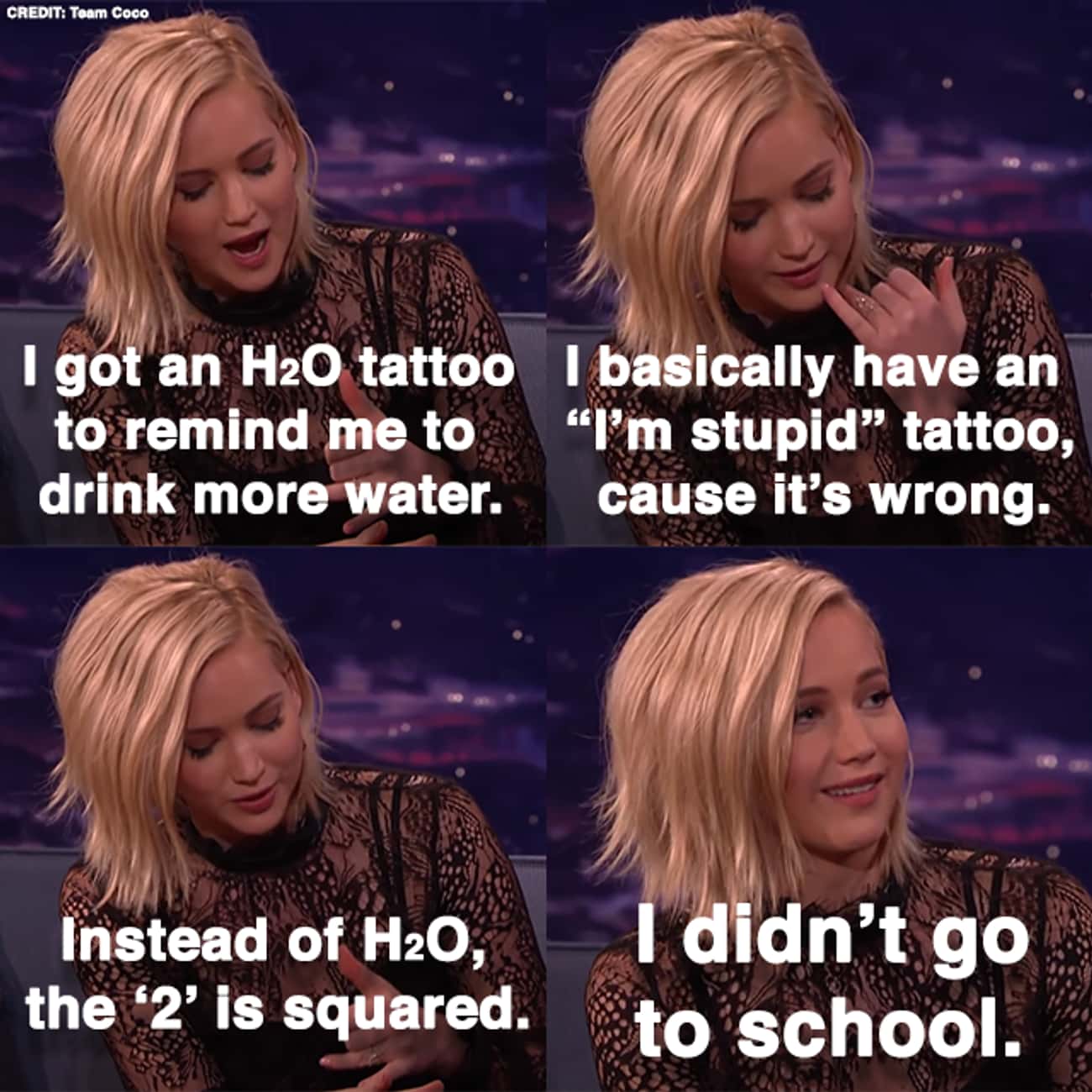 Jennifer Has An 'H2O' Tattoo That Is Formatted Incorrectly