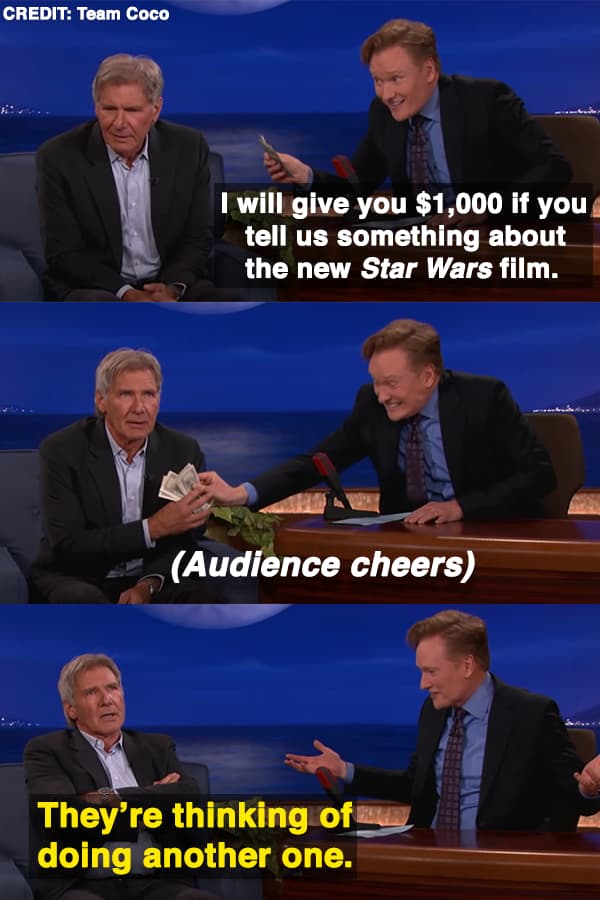 Harrison Ford Was Offered One Thousand Dollars To Spoil 'Star Wars: The Force Awakens'