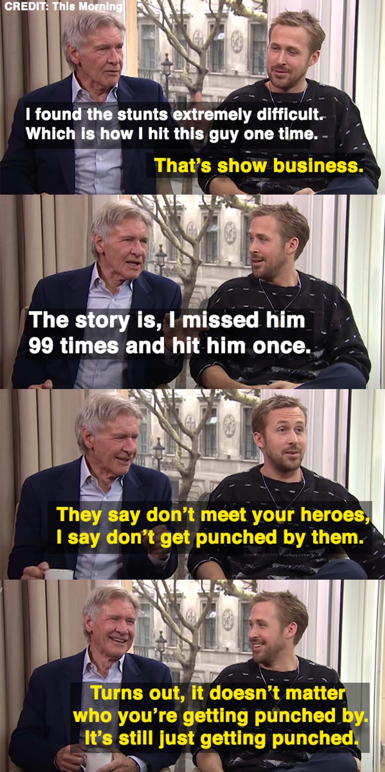 Harrison Ford Accidentally Punched Ryan Gosling While Filming 'Blade Runner 2049'