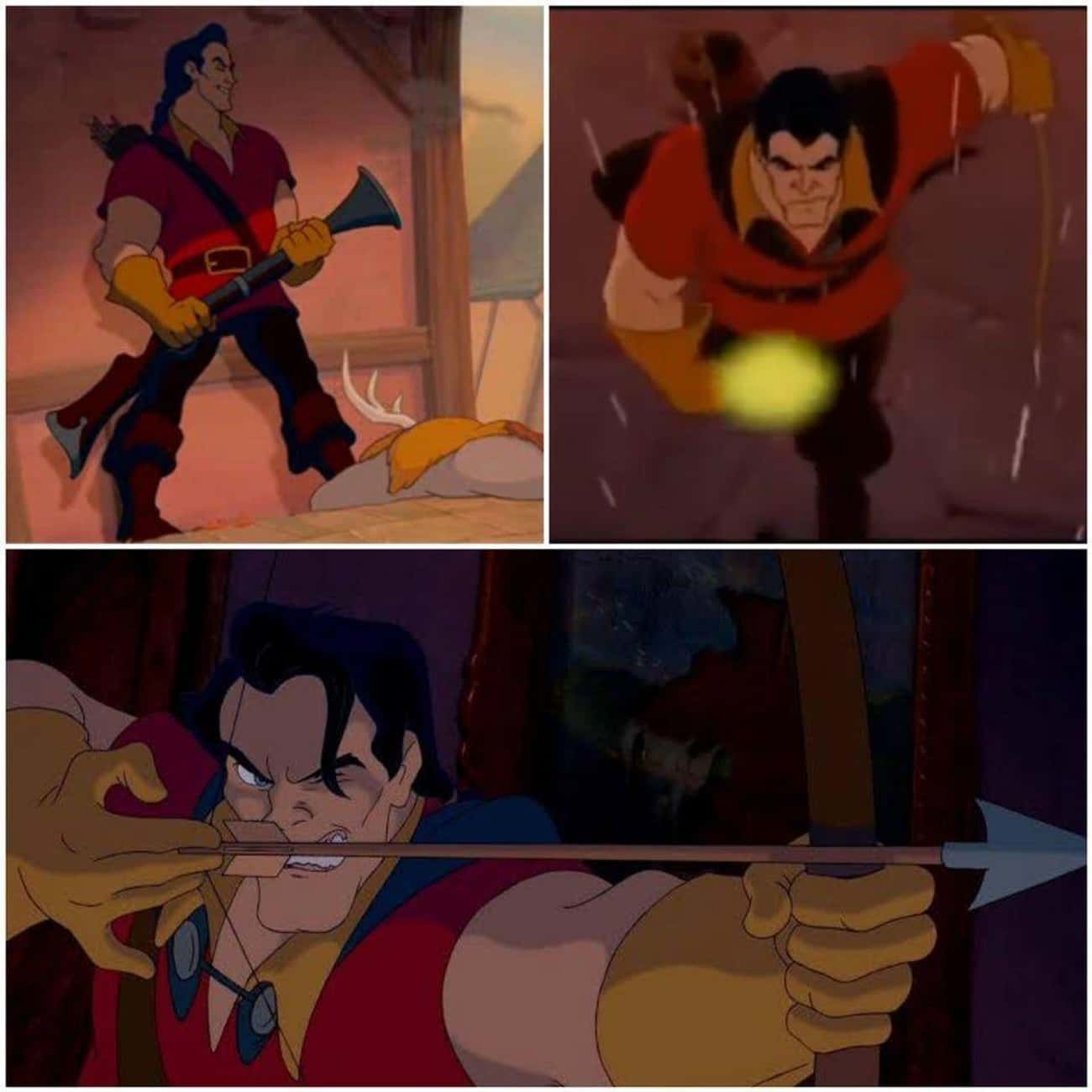 Gaston Uses A Bow And Arrow Because His Gun Gets Wet In 'Beauty And The Beast'