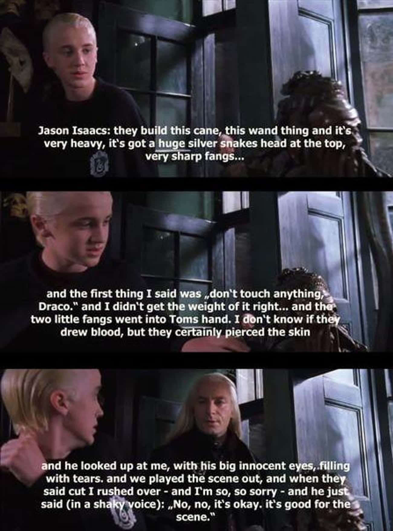 Lucius Actually Hurts Draco's Hand With A Cane in 'Chamber Of Secrets'