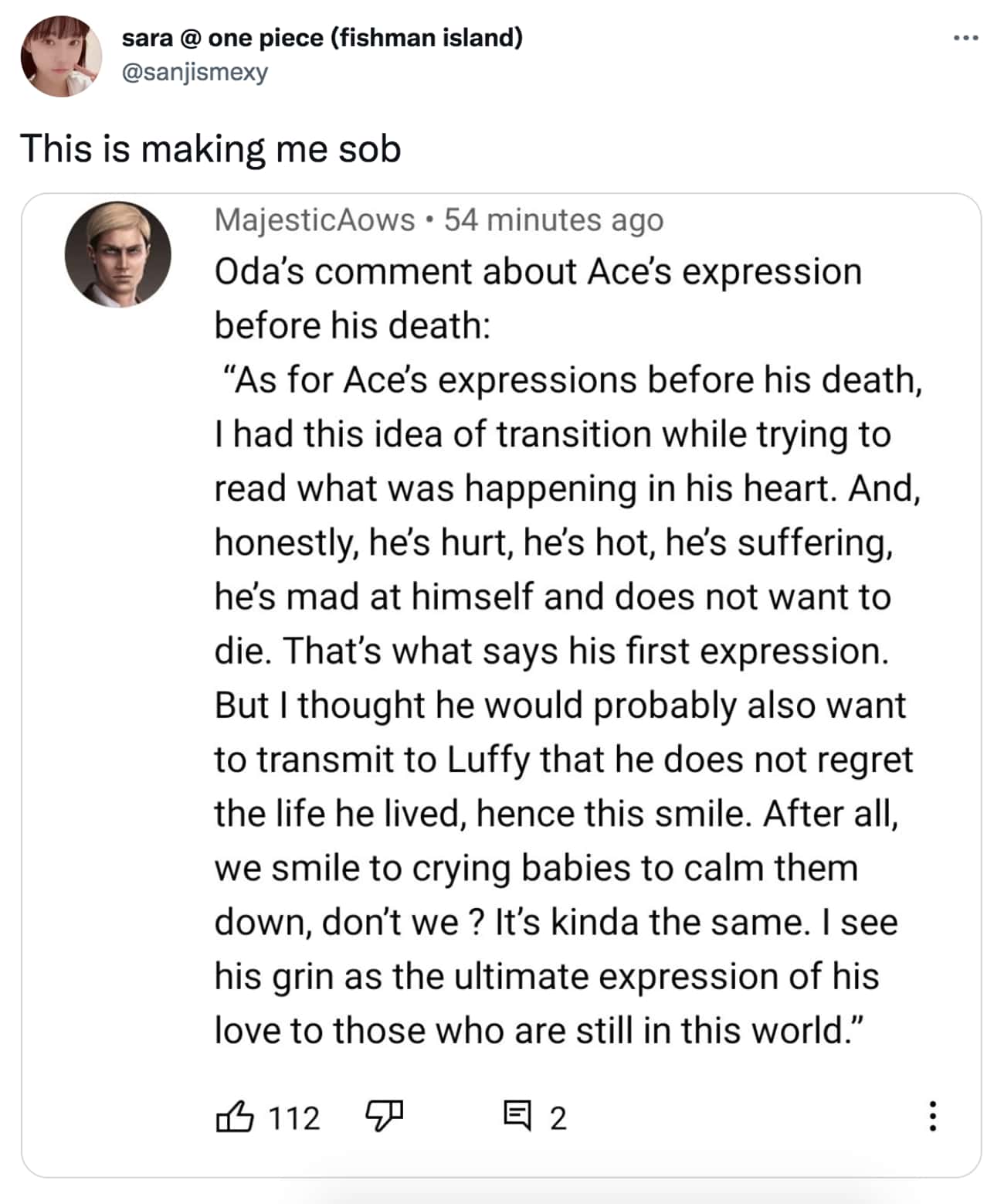 Ace Didn't Want To Die