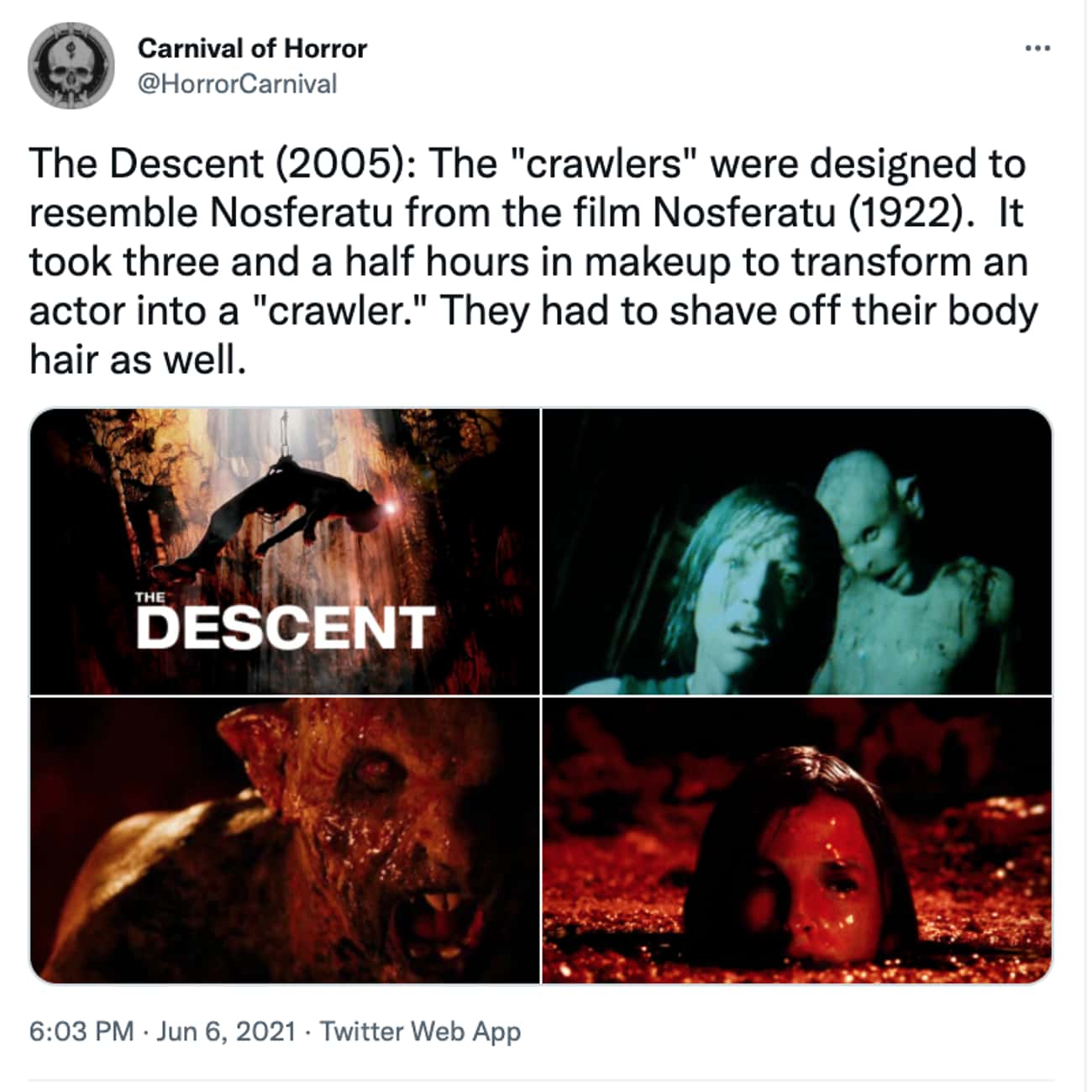 The Crawlers From ’The Descent’ Were Designed To Resemble Nosferatu  