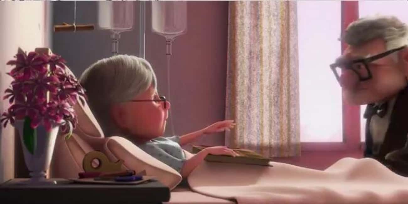 Ellie Works On The Scrap Book From Her Death Bed In 'Up'