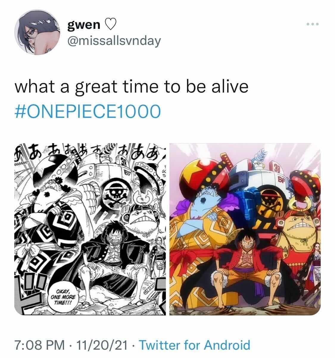 ゾロ十郎 on X: We are almost there mates. ONE PIECE anime EP 1000 will air on  November 21. Come to think of I am so glad the episode airs on Sundays,  otherwise