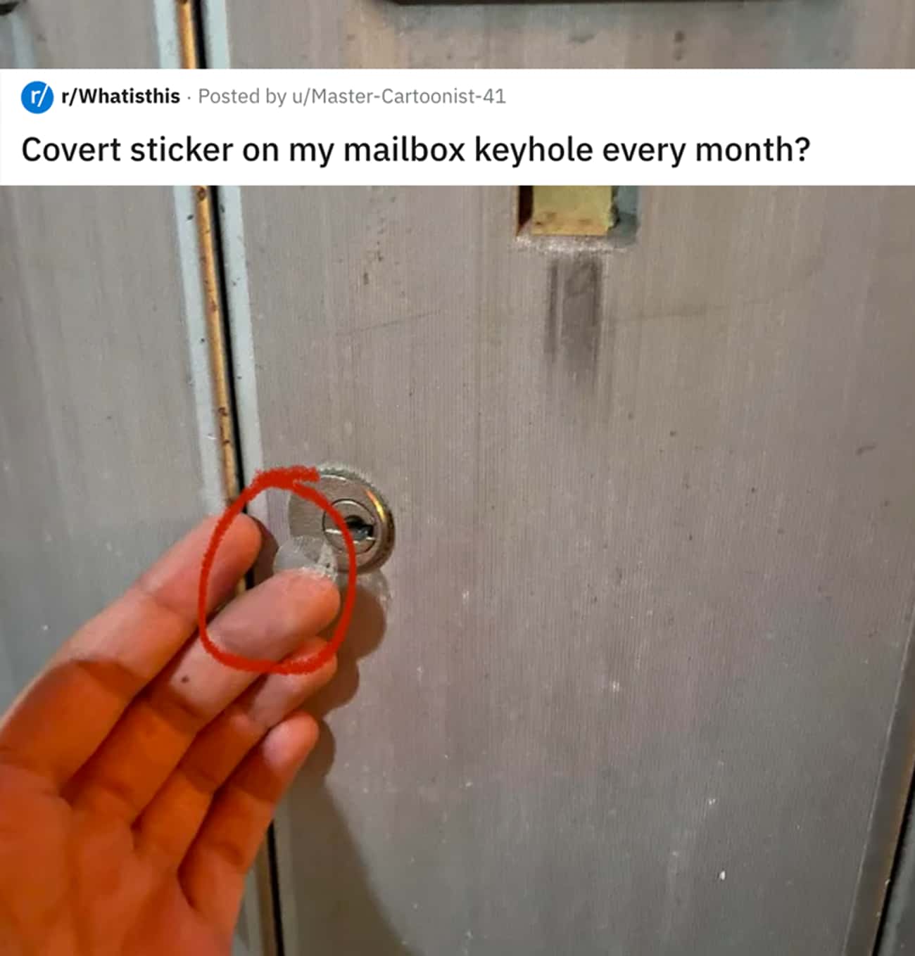 'Covert Sticker On My Mailbox Keyhole Every Month?'