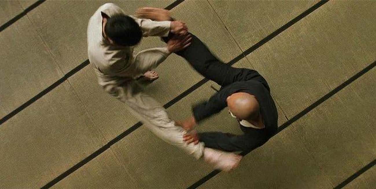 Neo And Morpheus Form A Yin-Yang While Sparring In 'The Matrix'