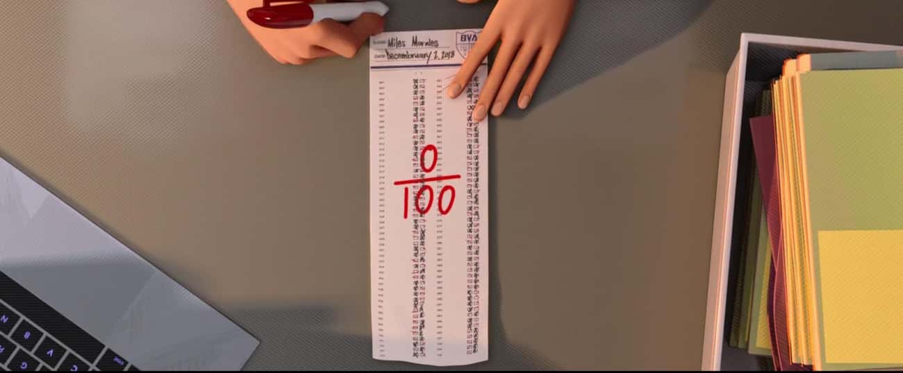 In 'Spider-Man: Into the Spider-Verse,' The Month Written On Miles's Test Is 'Decembruary' 