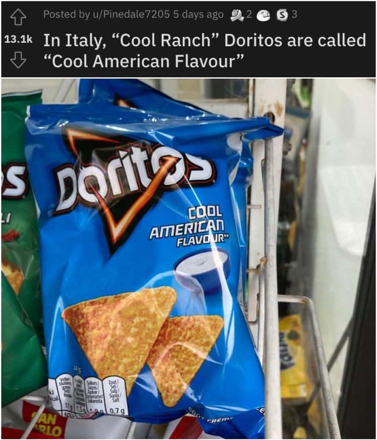 Cool Ranch Doritos Are Called 'Cool American Flavour' In The