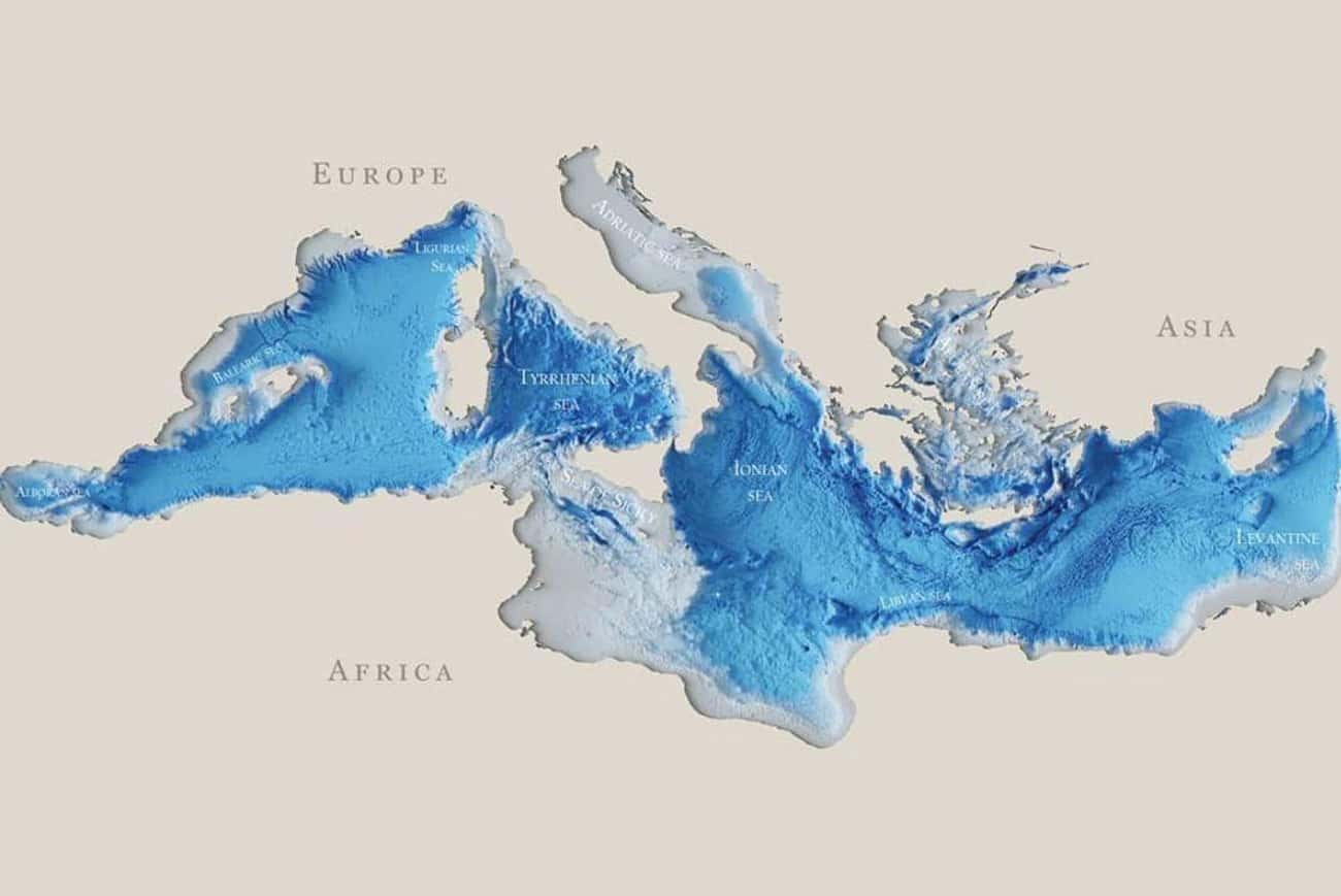 Topography Of The Mediterranean Sea Floor