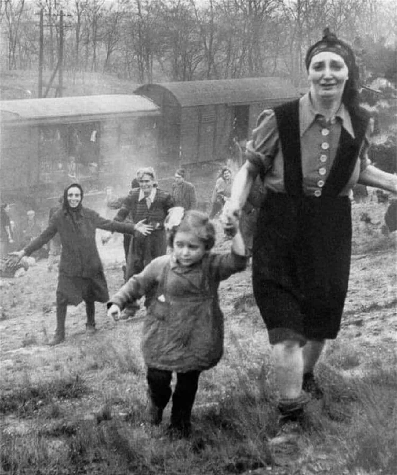 Prisoners Fleeing A Train That Was Taking Them To Their Execution - 1945