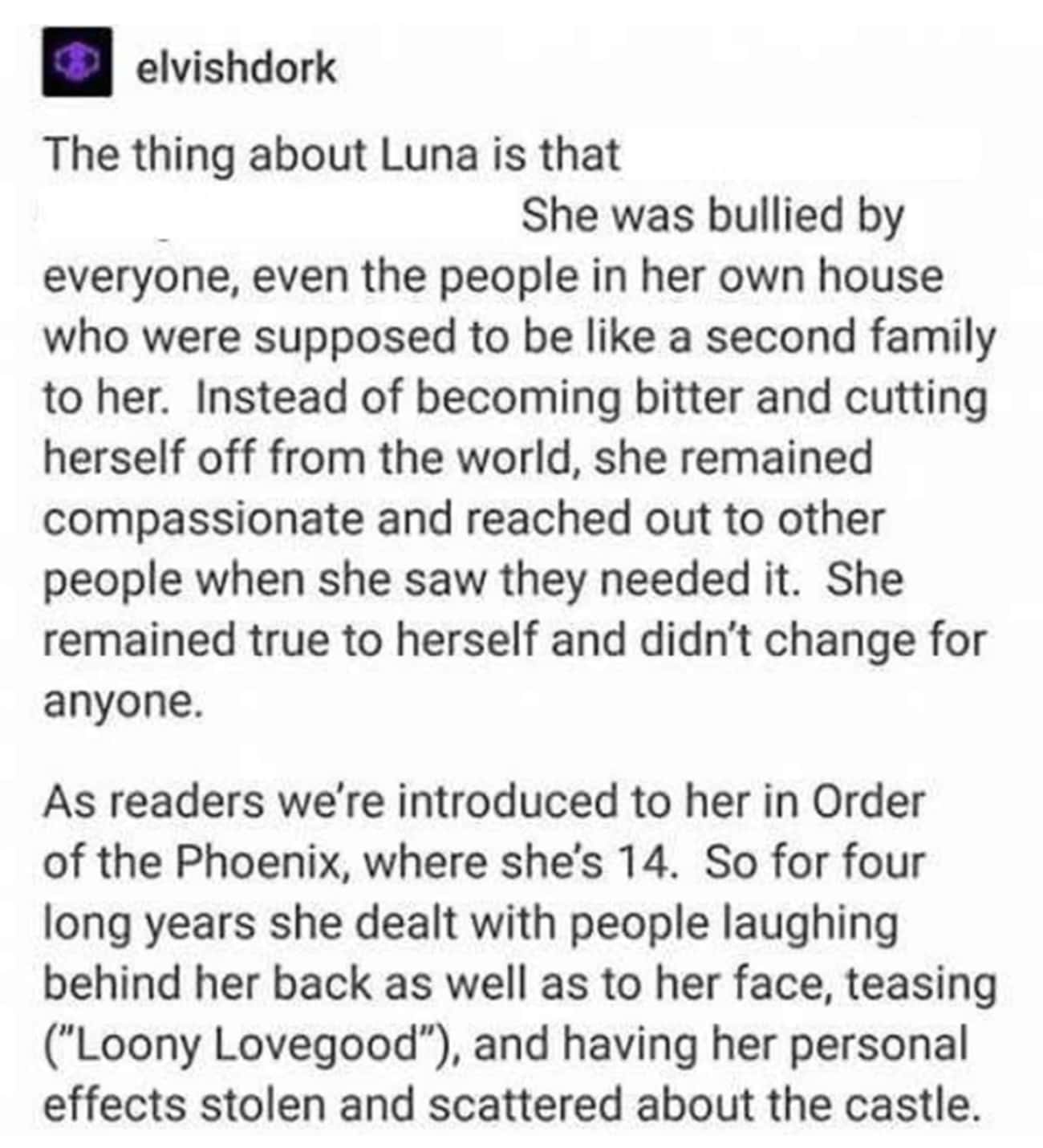 Luna Had To Take Care Of Herself Because Other's Bullied Her