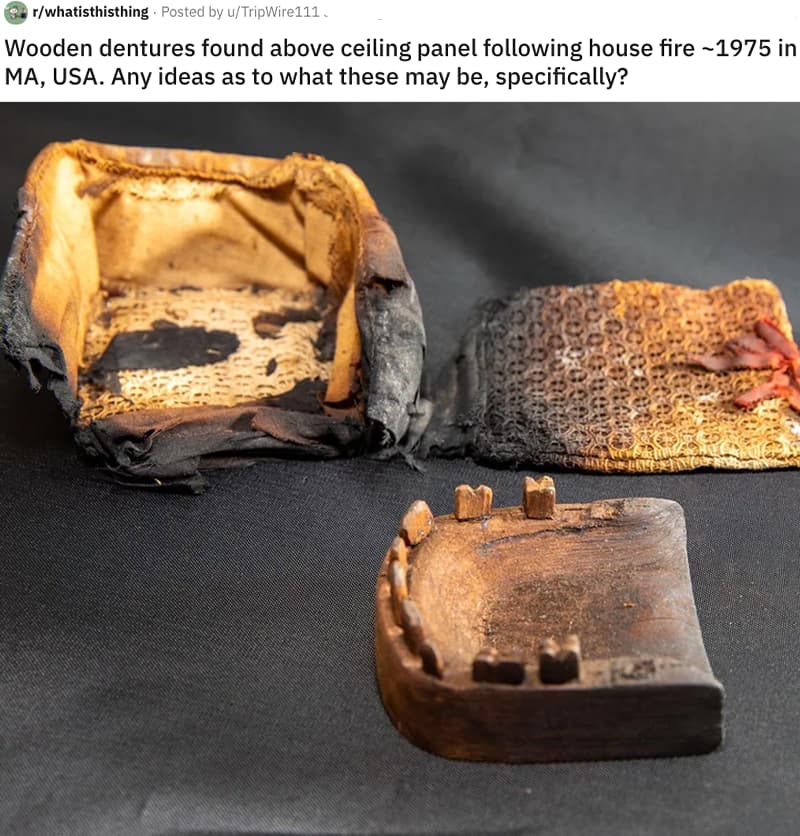 Wooden Dentures Found In A Ceiling