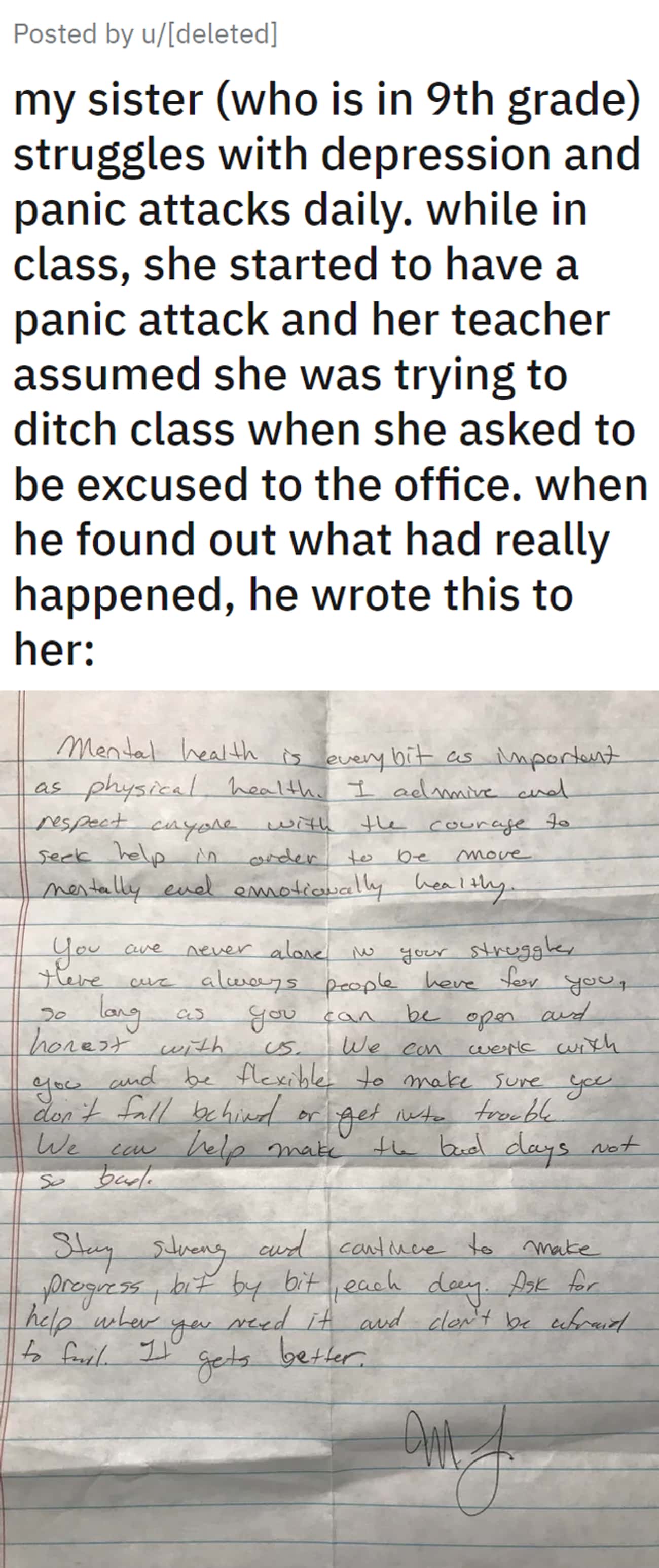 A Thoughtful Letter About Mental Health