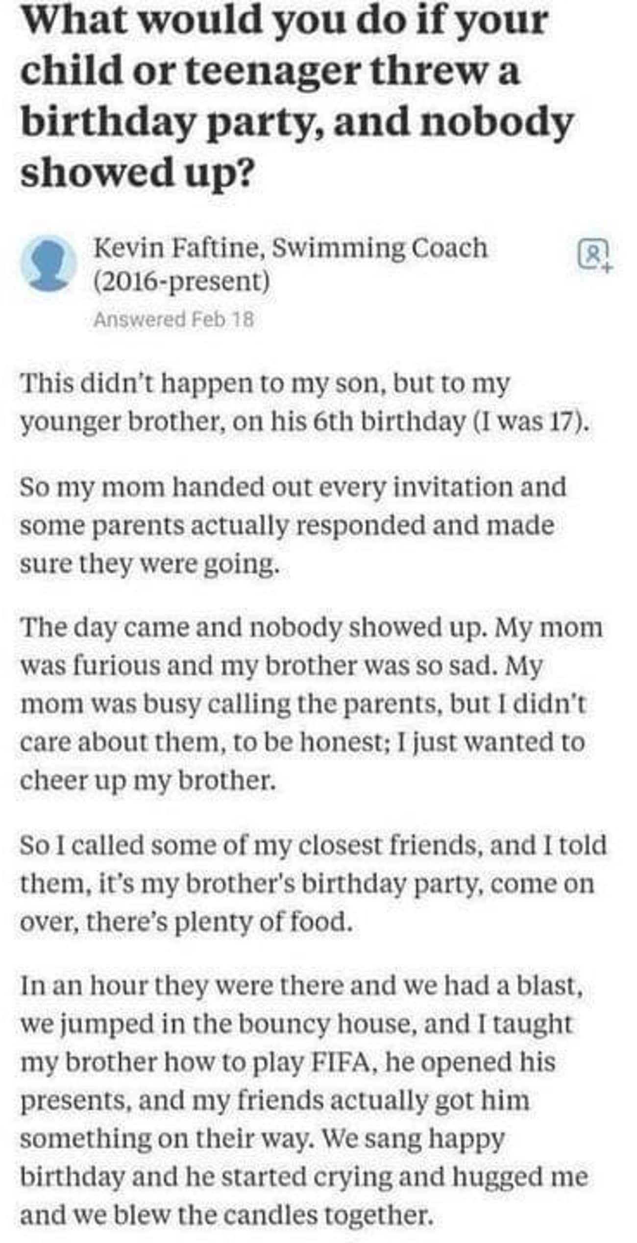 A Big Brother Made Sure His Little Brother Had A Memorable Birthday Party After None Of His Friends Showed Up