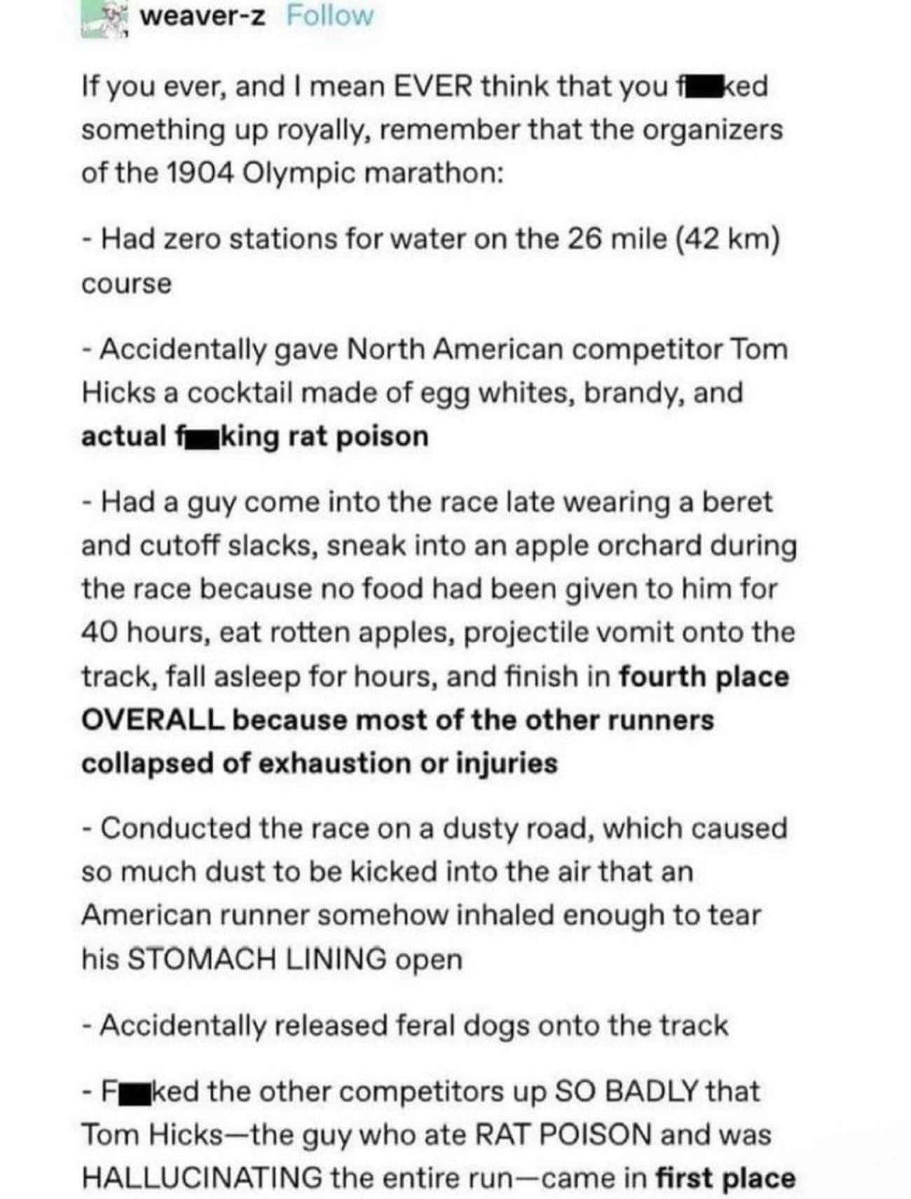 The Fact That The 1904 Olympic Marathon Was So Chaotic