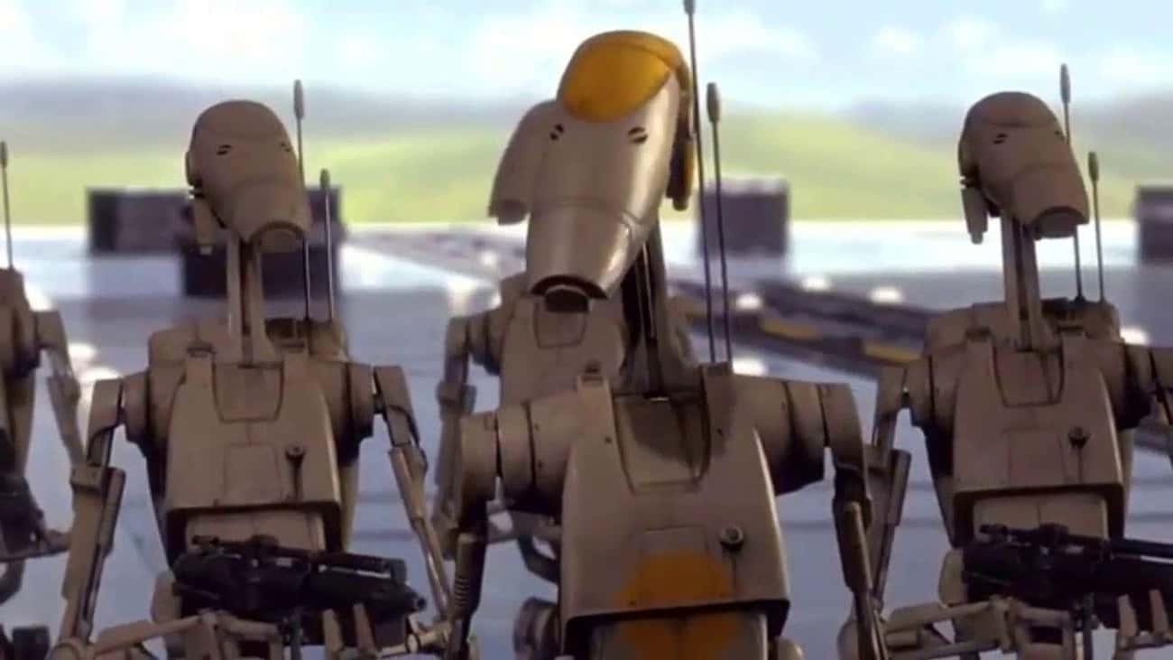 A Battle Droid Named Mister Bones Roams The Galaxy Humming Music While Killing