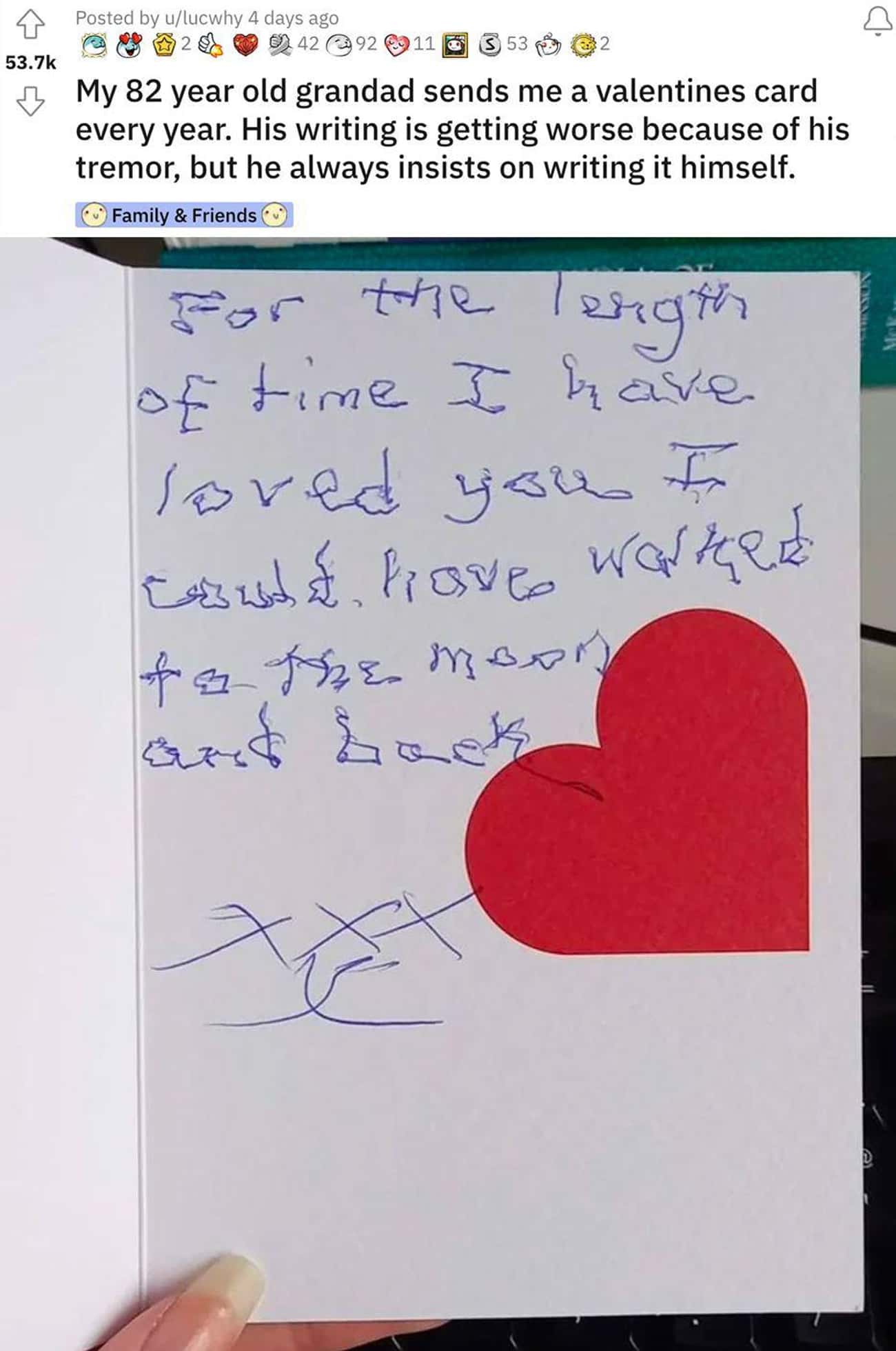 The Grandfather Still Sends The Handwritten Valentine's Day Card