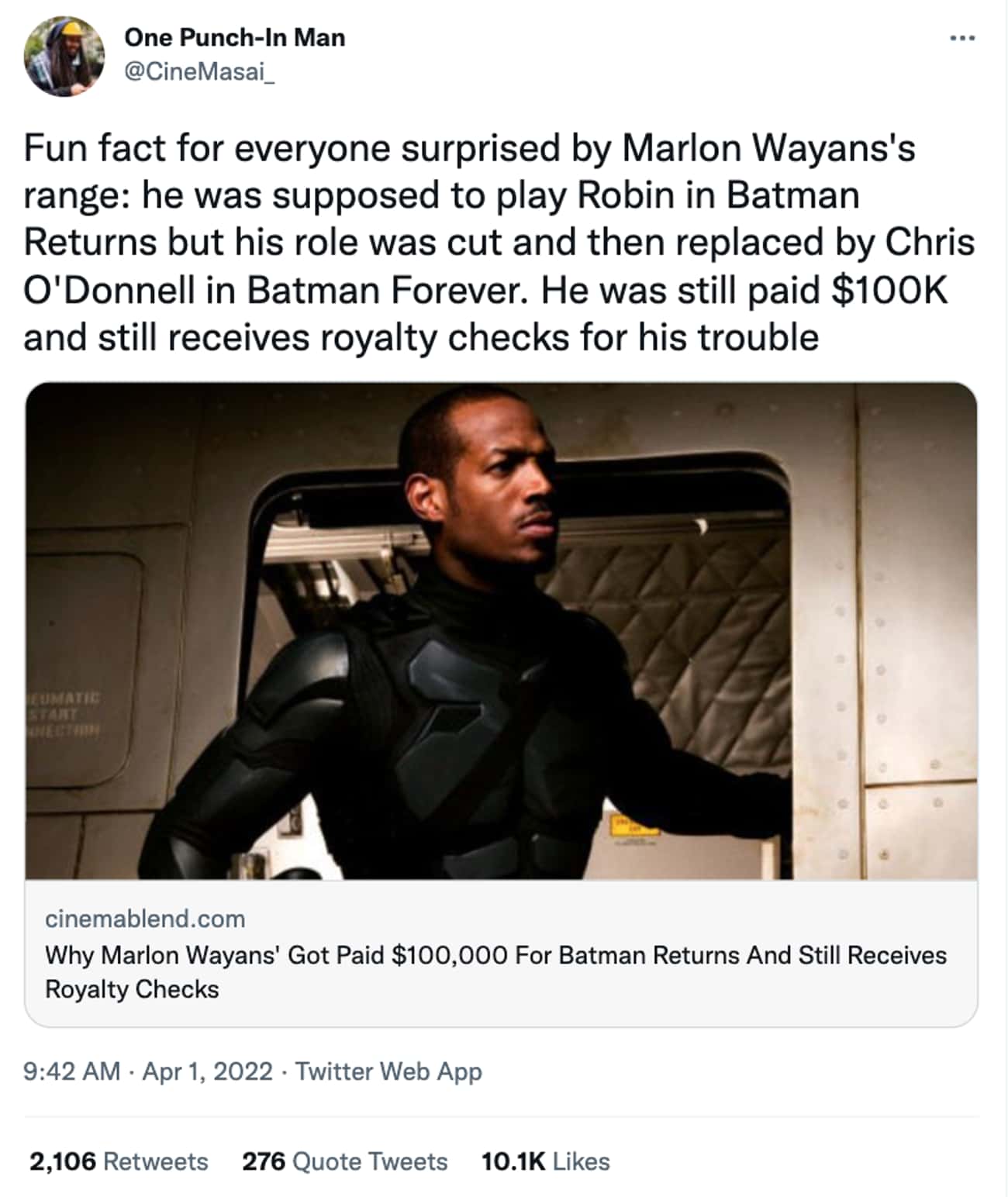 Marlon Wayans Was Suppose To Play Robin In ‘Batman Returns’