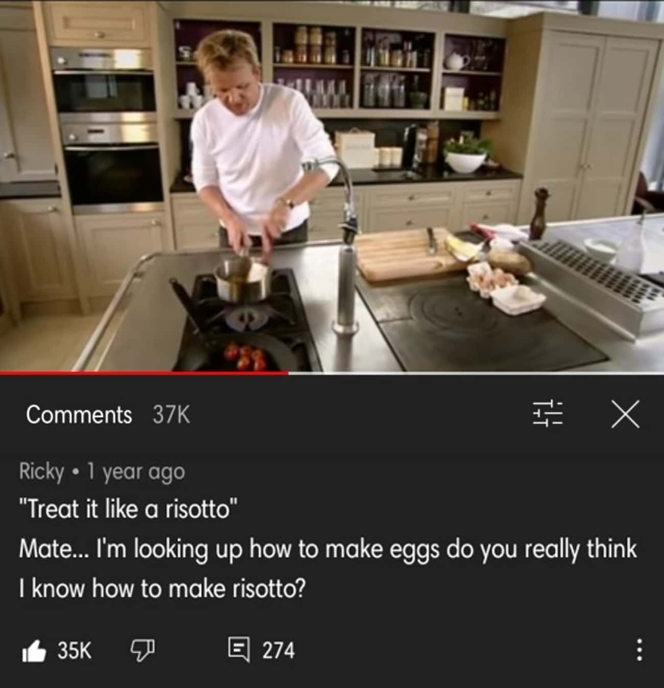 On His Video About How To Make Scrambled Eggs