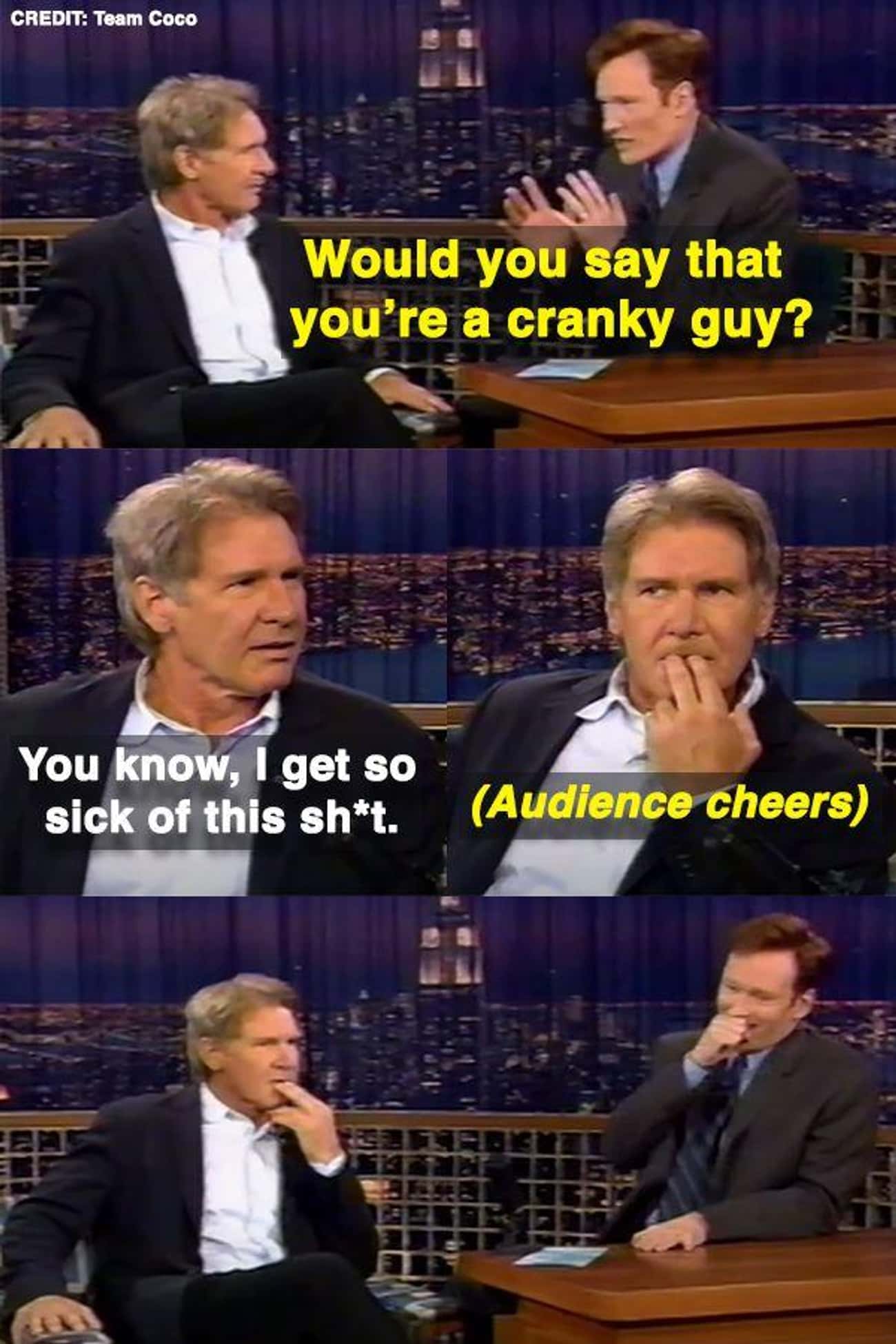When Harrison Ford Was Asked If He's A Cranky Guy